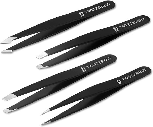 Tweezer Guy - Professional Stainless Steel Tweezers, Best Precision Tweezers for Eyebrows - Ingrown Hair, Splinter, Blackhead & Tick Remover Pack of 4 - Image 3